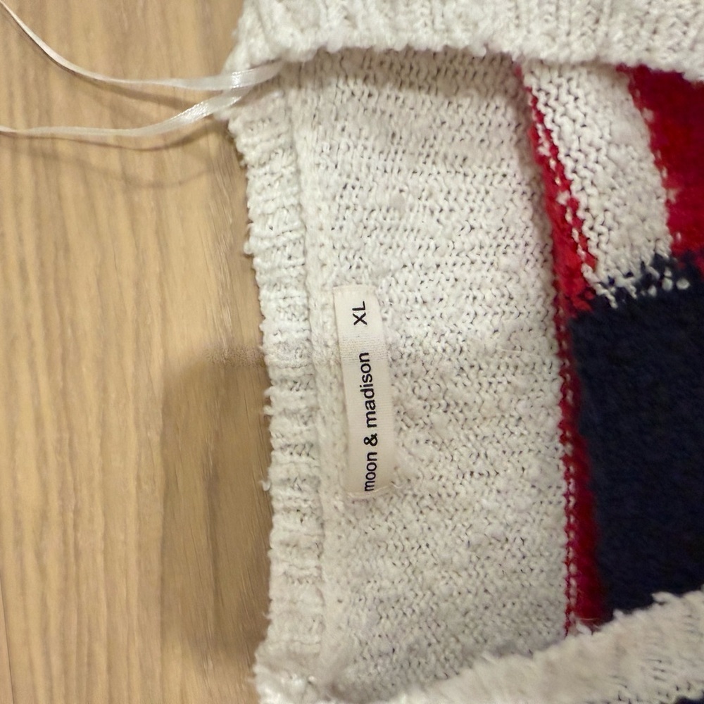 moon & madison Patriotic Striped Sweater - Navy, Red, and White - Picture 3 of 3